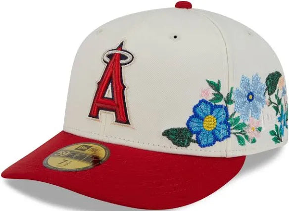 Anaheim Angels Creme Floral Chain Stitch Green UV