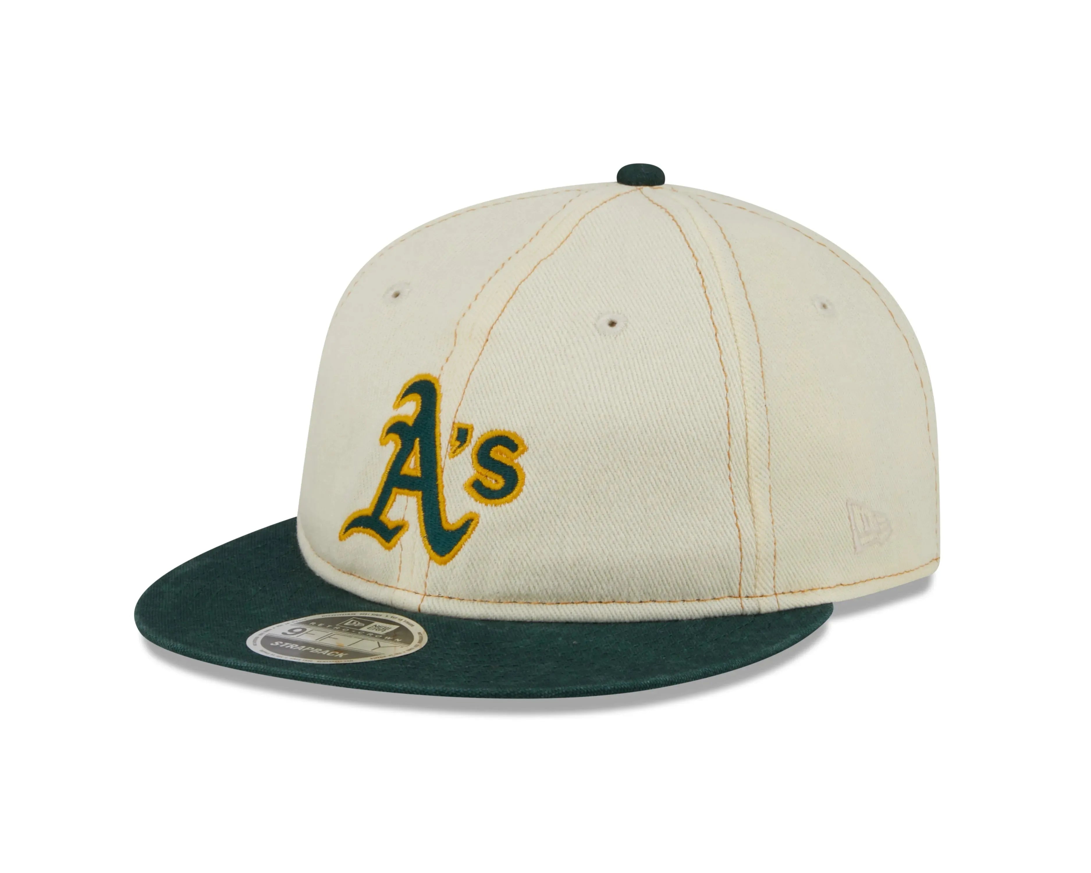 NEW ERA RC9FIFTY OF MLB OAKLAND ATHLETICS CHROME DENIM STRAPBACK CAP