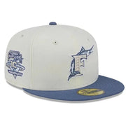 NEW ERA 59FIFTY MLB FLORIDA MARLINS WAVY CHAINSTITCH TWO TONE / GREY UV FITTED CAP