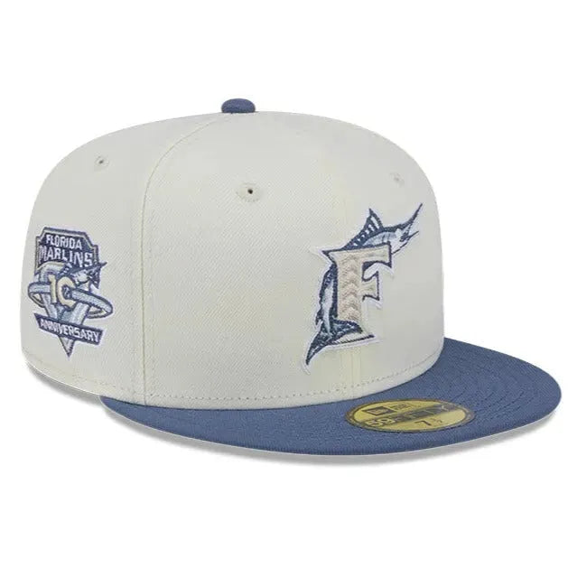 NEW ERA 59FIFTY MLB FLORIDA MARLINS WAVY CHAINSTITCH TWO TONE / GREY UV FITTED CAP