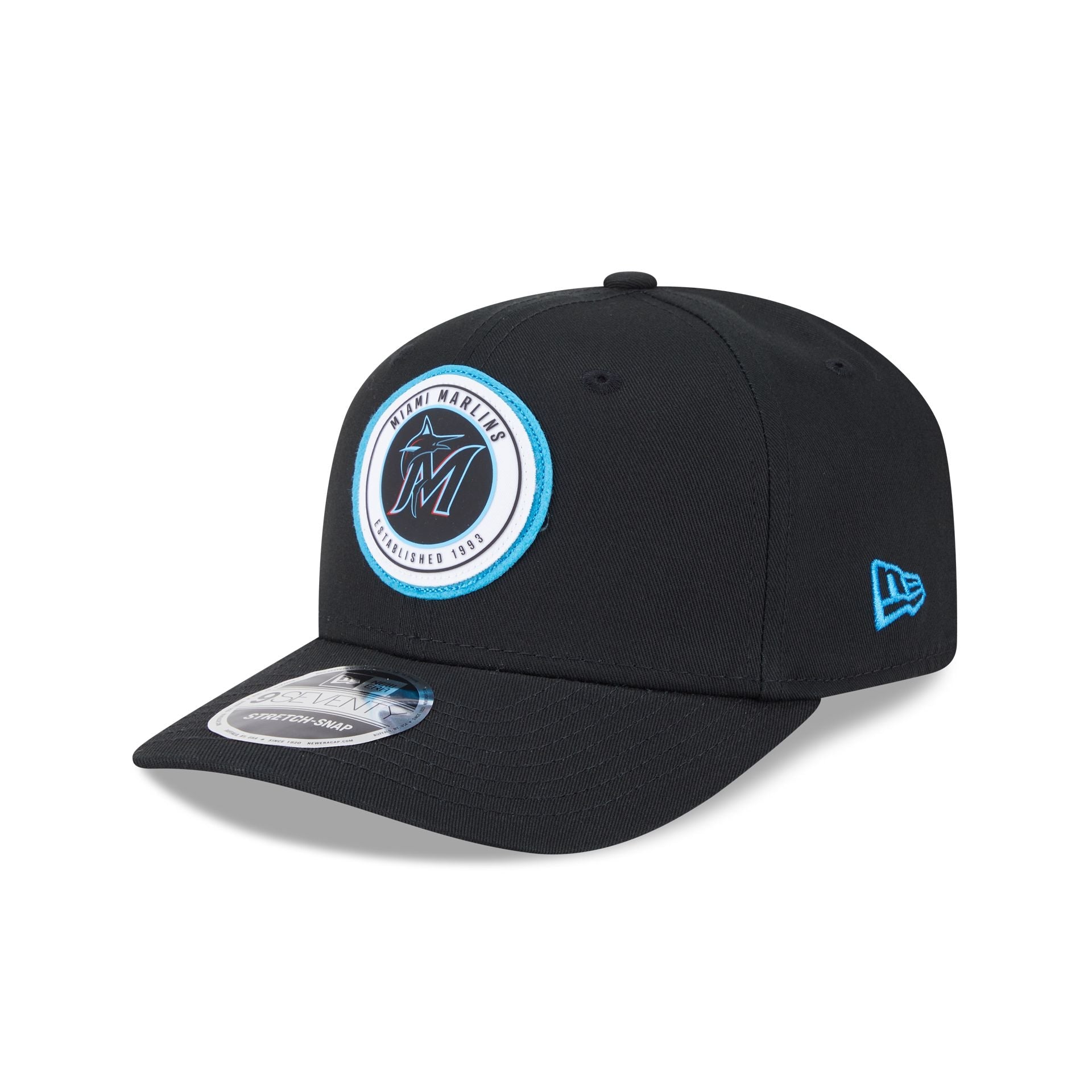 Miami Marlins Circle Patch 9SEVENTY Stretch-Snap Hat