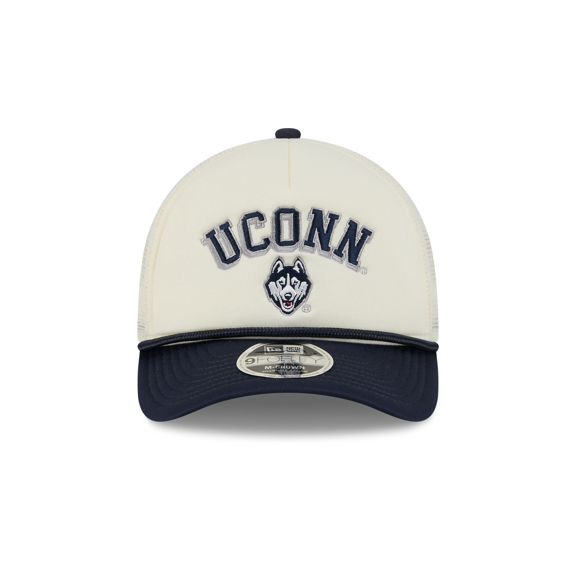 Connecticut Huskies Chrome Arch 9FORTY M-Crown A-Frame Trucker Hat