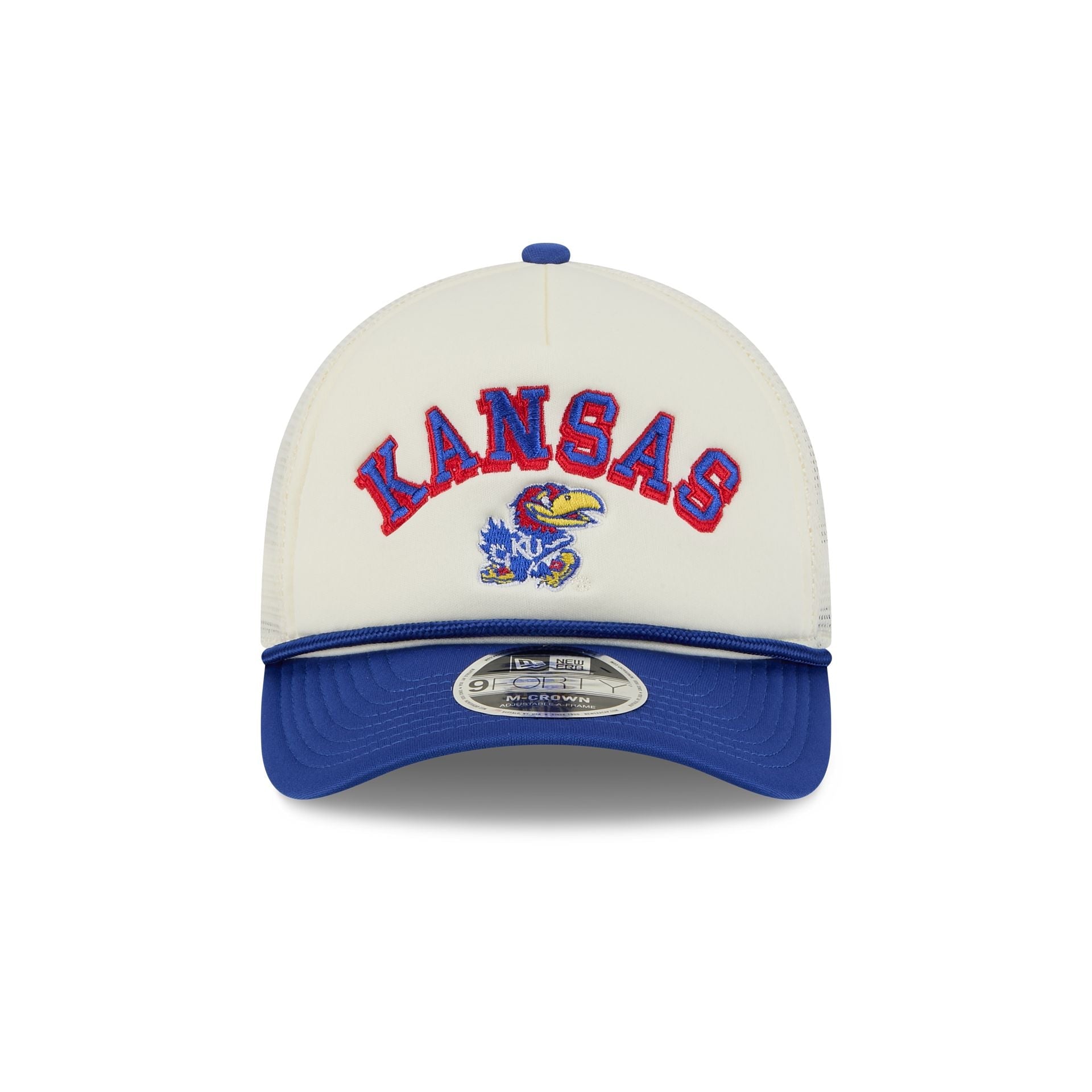 Kansas Jayhawks Chrome Arch 9FORTY M-Crown A-Frame Trucker Hat