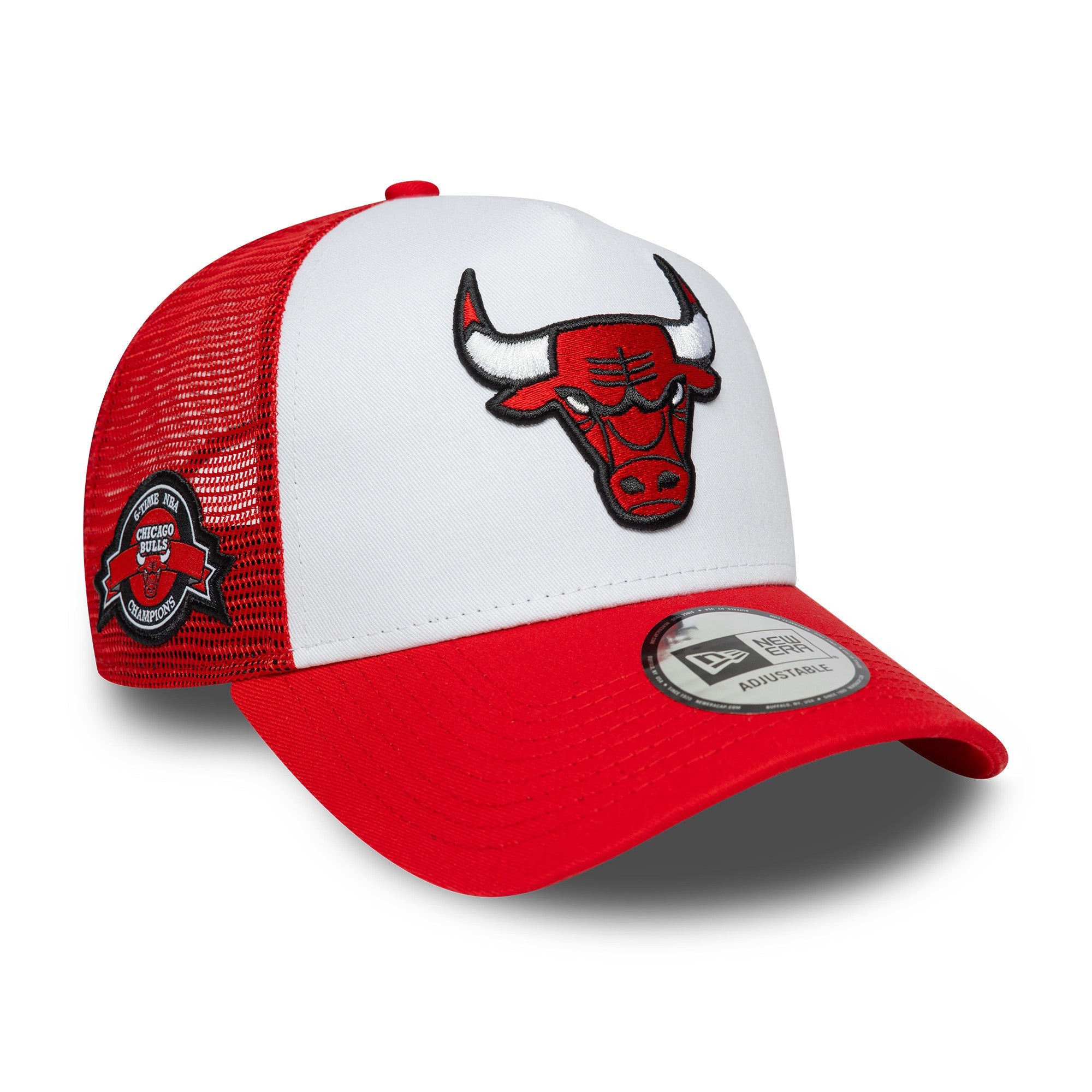 CHICAGO BULLS NBA CAP WHITE RED UV / NEW ERA 9FORTY TRUCKER