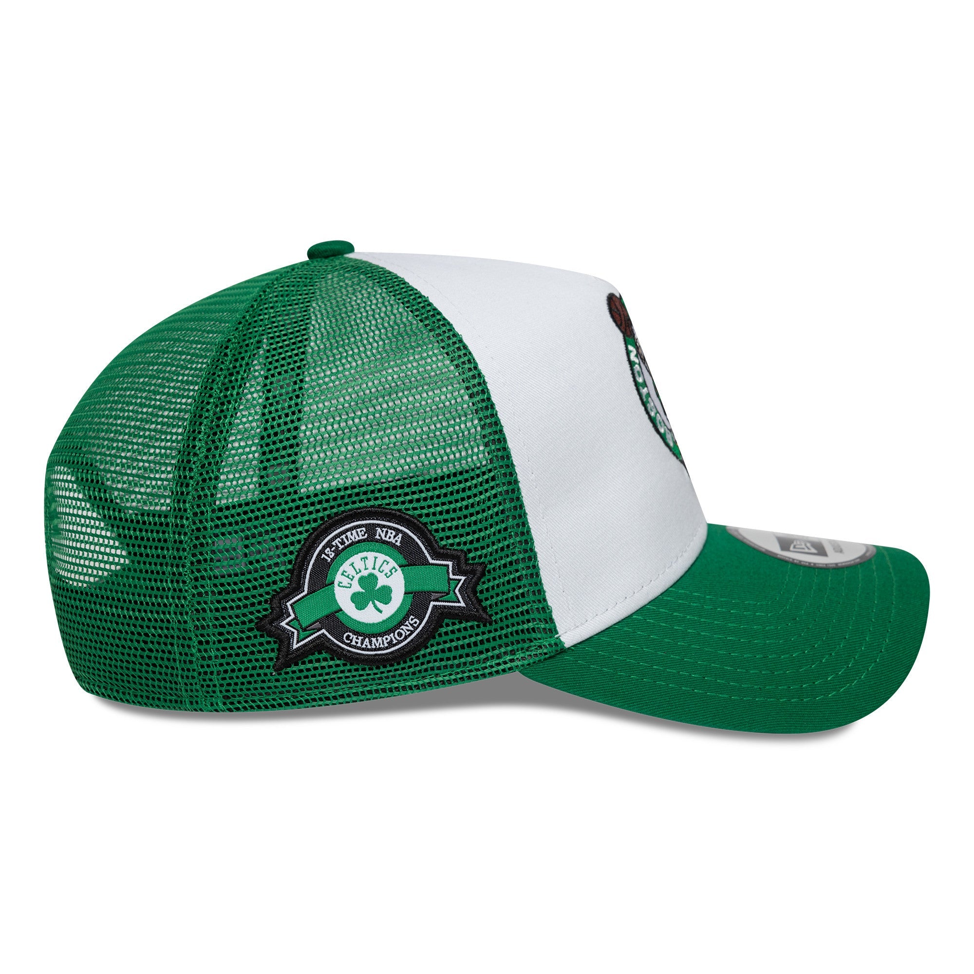 BOSTON CELTICS NBA CAP WHITE GREEN UV / NEW ERA 9FORTY TRUCKER