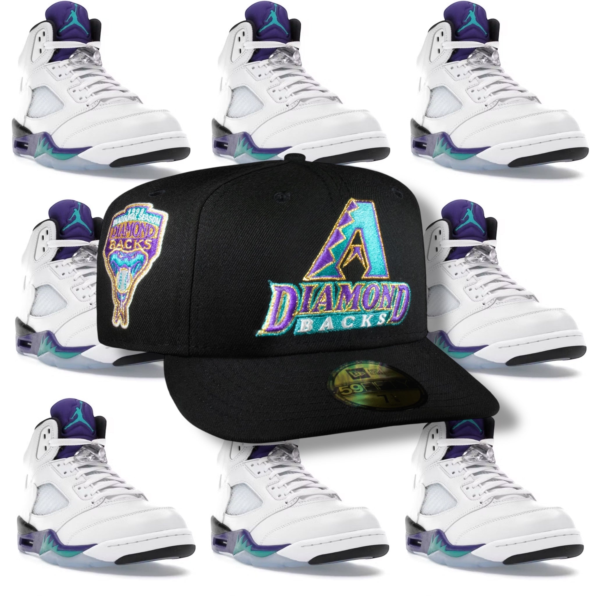 Arizona Diamond Backs All Black Teal & Purple Logo 1998