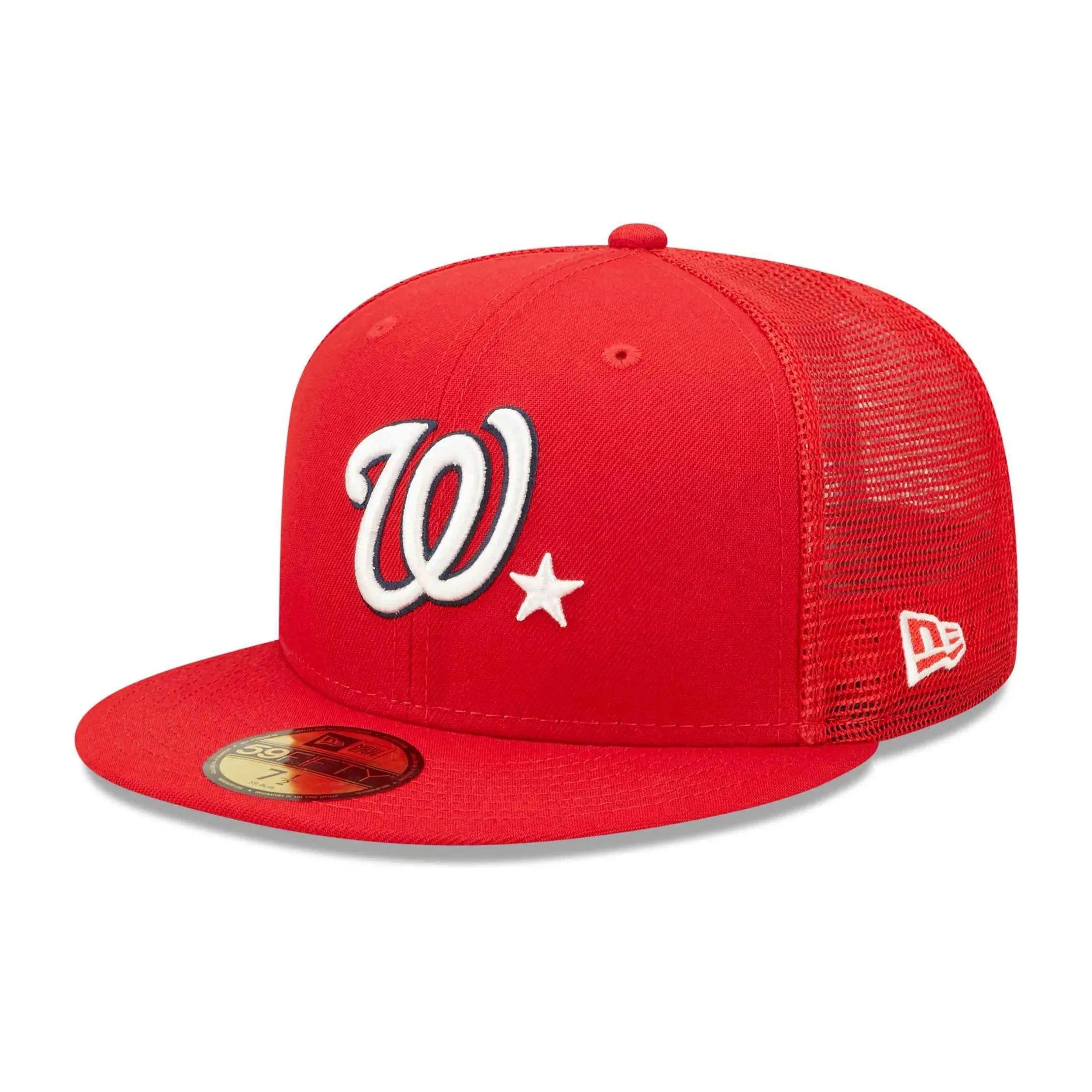 NEW ERA 59FIFTY MLB WASHINGTON NATIONALS ALL STAR GAME 2022 RED / TROPIC RED UV FITTED TRUCKER CAP
