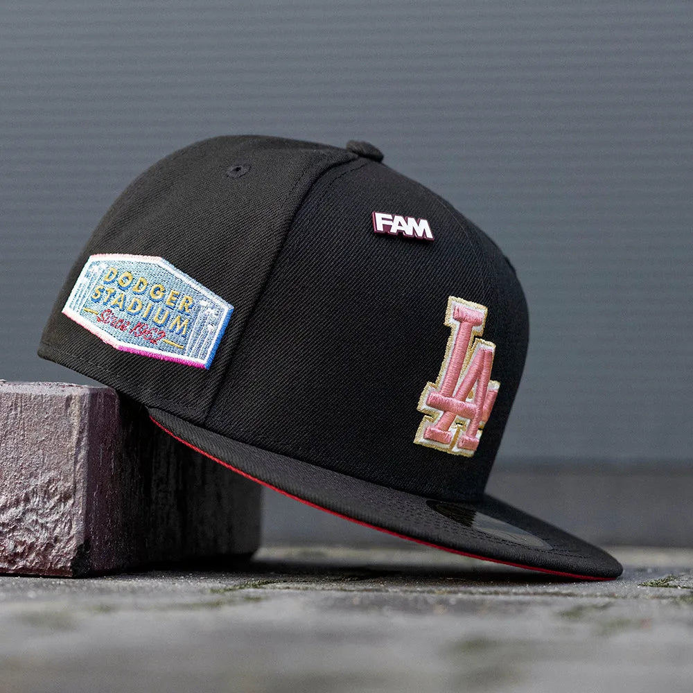 NEW ERA 59FIFTY MLB LOS ANGELES DODGERS DODGERS STADIUM 1962 BLACK / DARK RED UV FITTED CAP